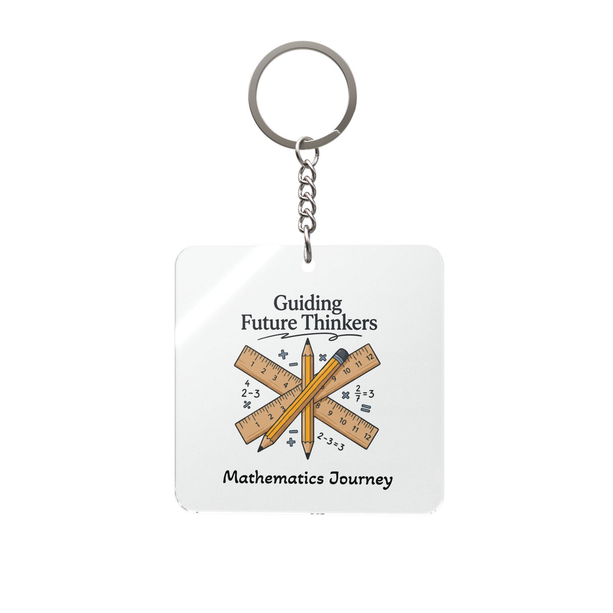 Mathematics Journey Square Keychain — "Guiding Future Thinkers" Teacher Gift
