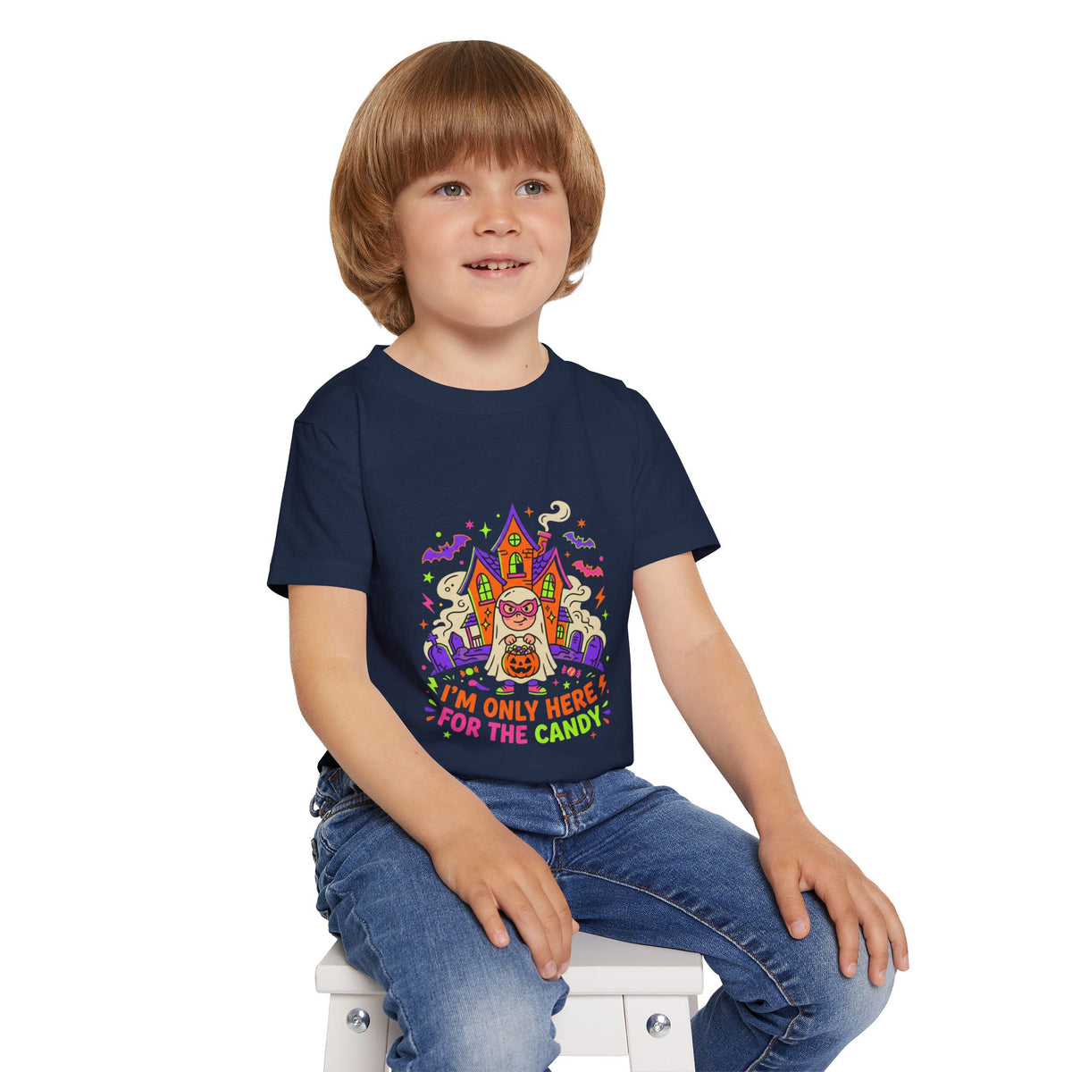Toddler T-Shirt — "I'm Only Here For The Candy" Halloween Costume Tee
