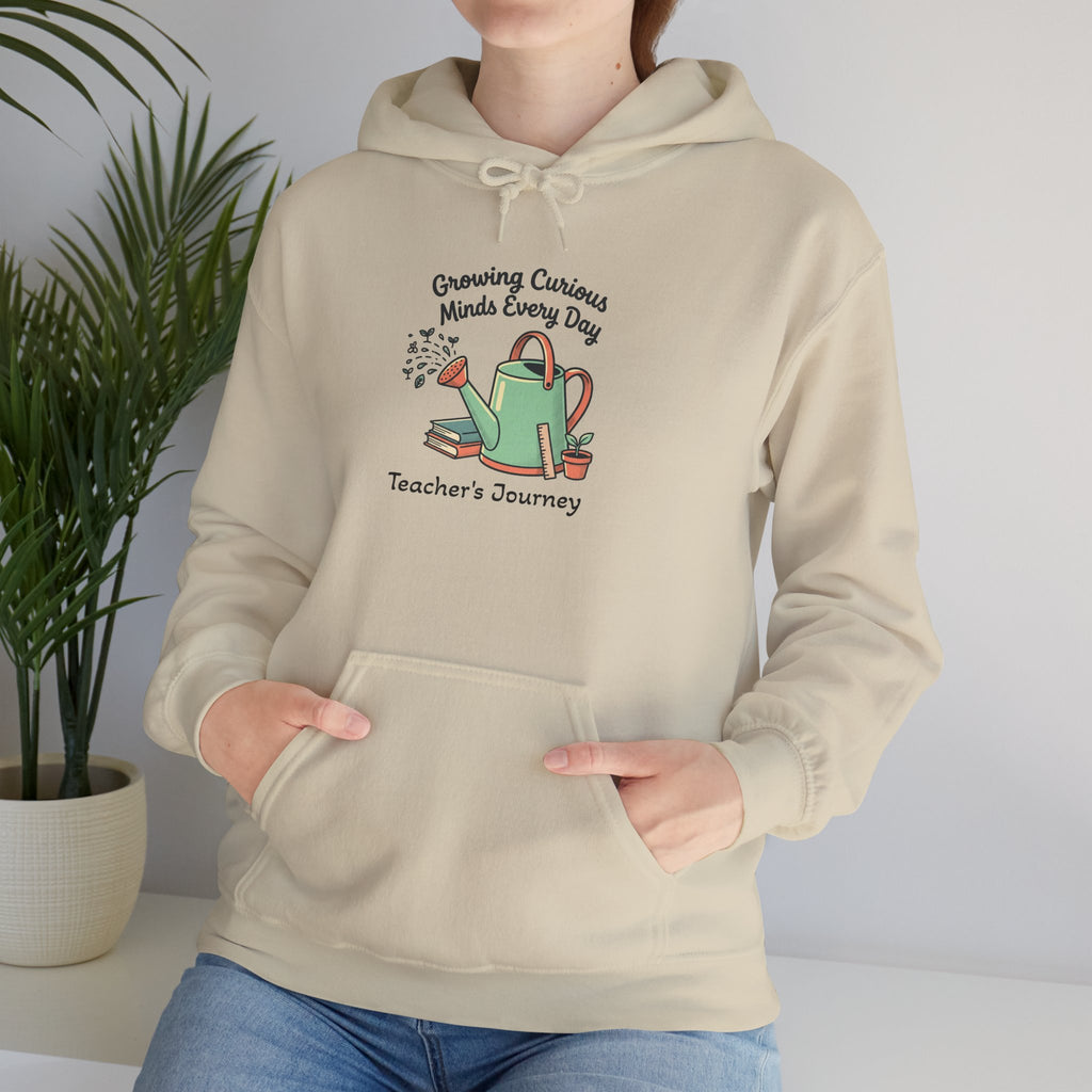 Teacher’s Journey Hoodie – Cultivating Curious Minds Every Day' Watering Can Design