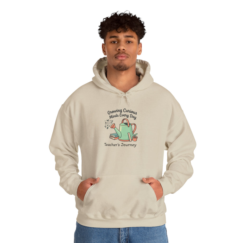 Teacher’s Journey Hoodie – Cultivating Curious Minds Every Day' Watering Can Design