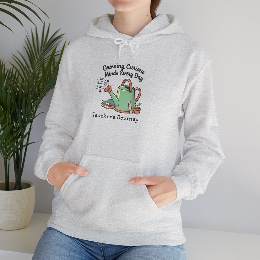 Teacher’s Journey Hoodie – Cultivating Curious Minds Every Day' Watering Can Design