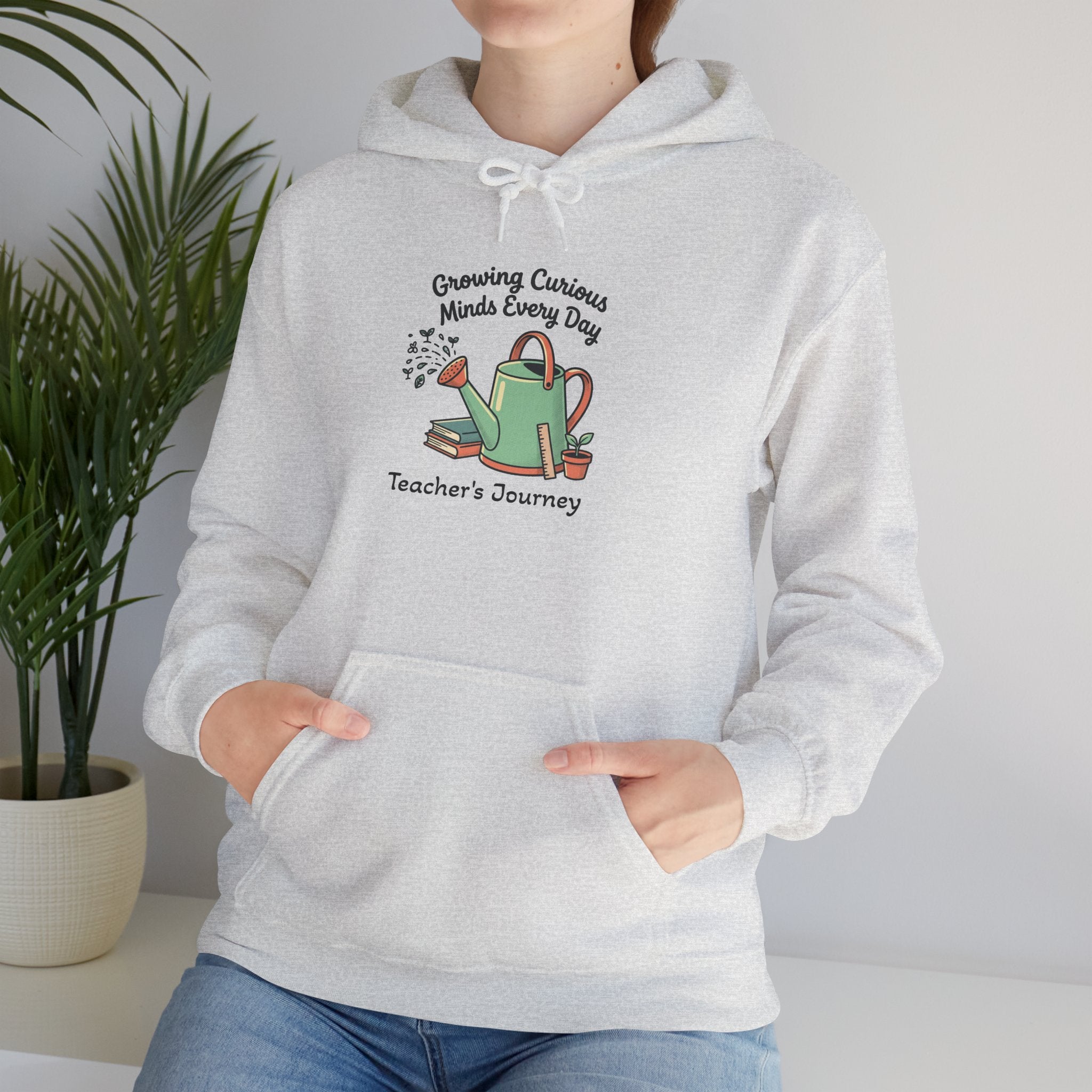 Teacher’s Journey Hoodie – Cultivating Curious Minds Every Day' Watering Can Design