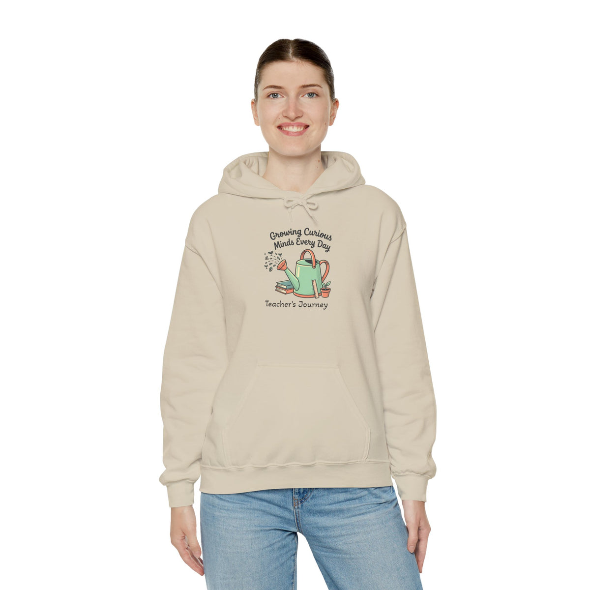 Teacher’s Journey Hoodie – Cultivating Curious Minds Every Day' Watering Can Design