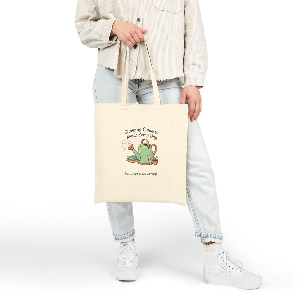 Teacher Tote Bag – "Growing Curious Minds Every Day" Canvas Bookbag