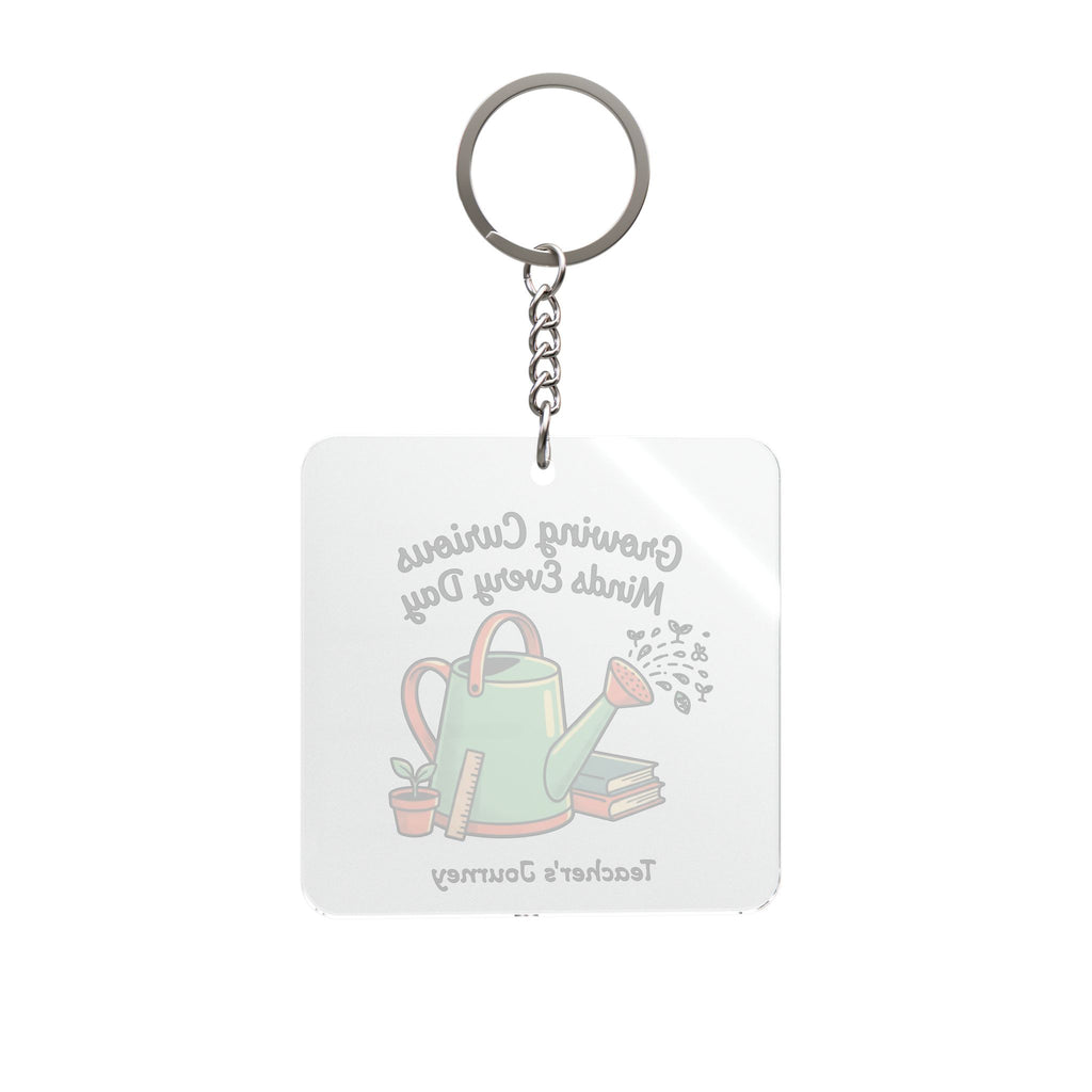 Teacher Keychain – "Growing Curious Minds Every Day" Square Keyring (Appreciation Gift)