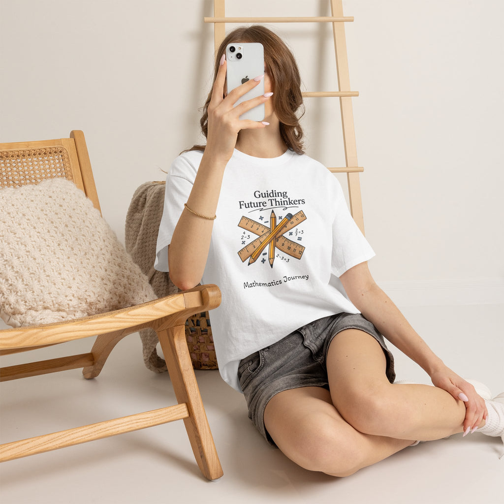 Math Teacher T-Shirt — "Guiding Future Thinkers" Ruler Design