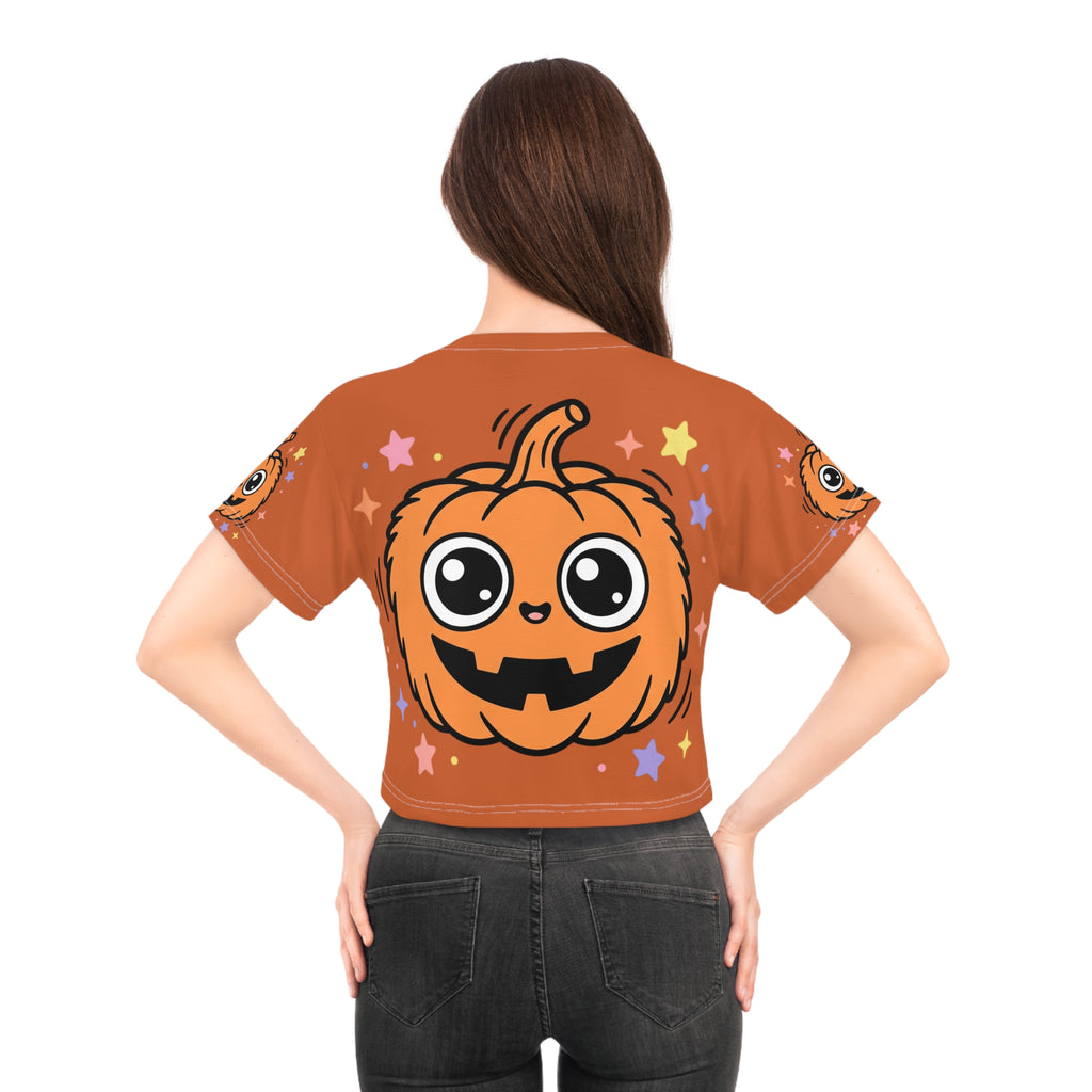 Halloween Pumpkin Crop Tee — "It's a Bootiful Day" Cute Jack-O'-Lantern