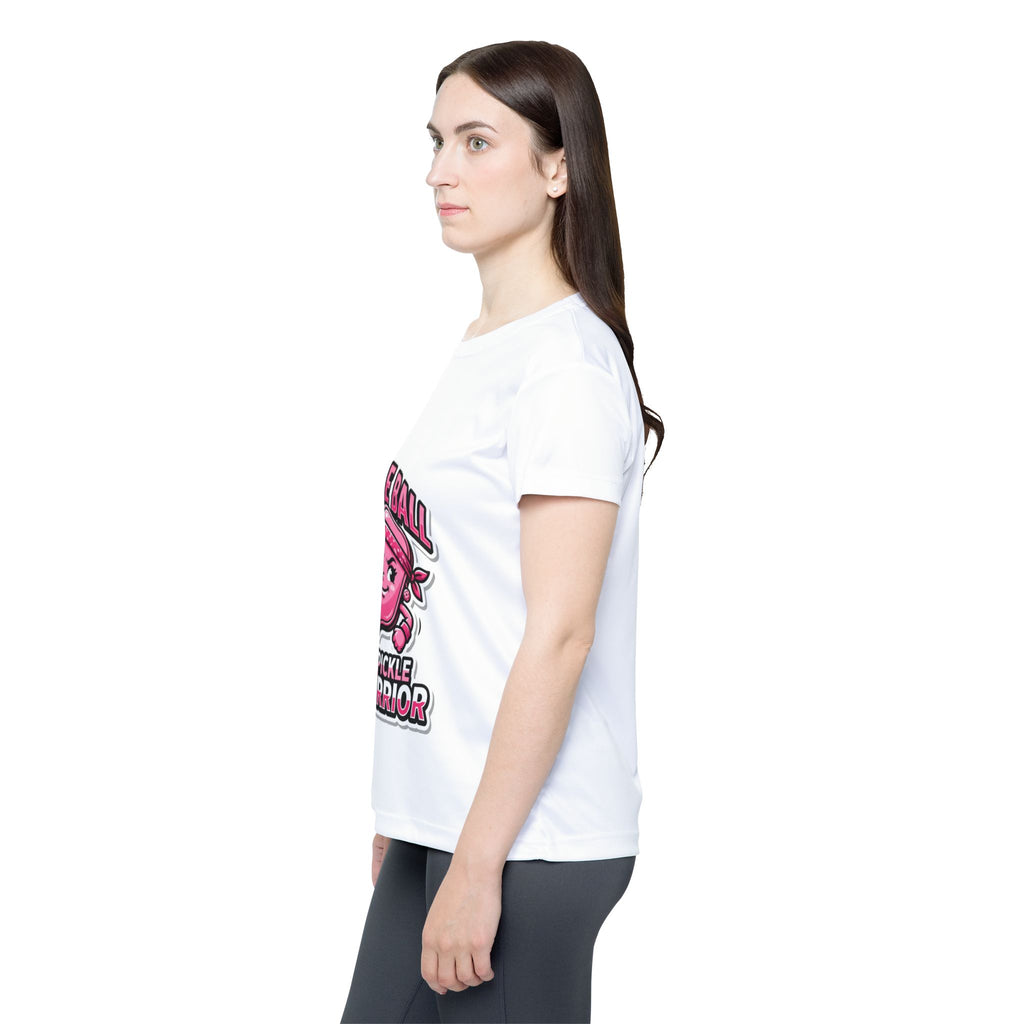 Pickleball Warrior Women's Sports Jersey — Pink Pickleball Graphic Performance Tee