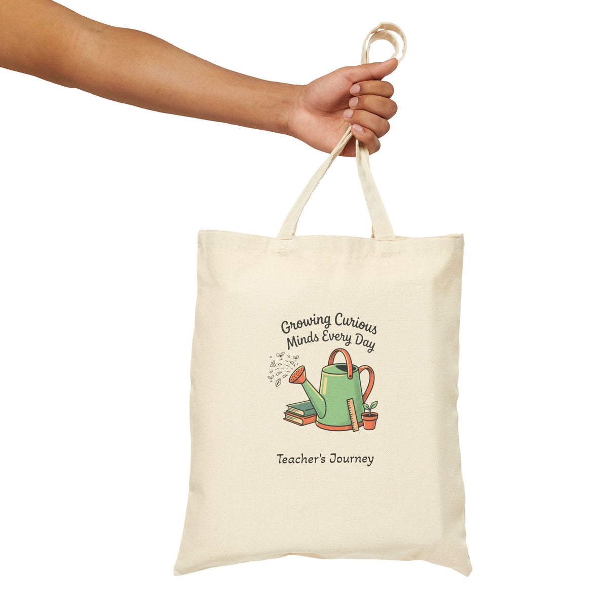 Teacher Tote Bag – "Growing Curious Minds Every Day" Canvas Bookbag