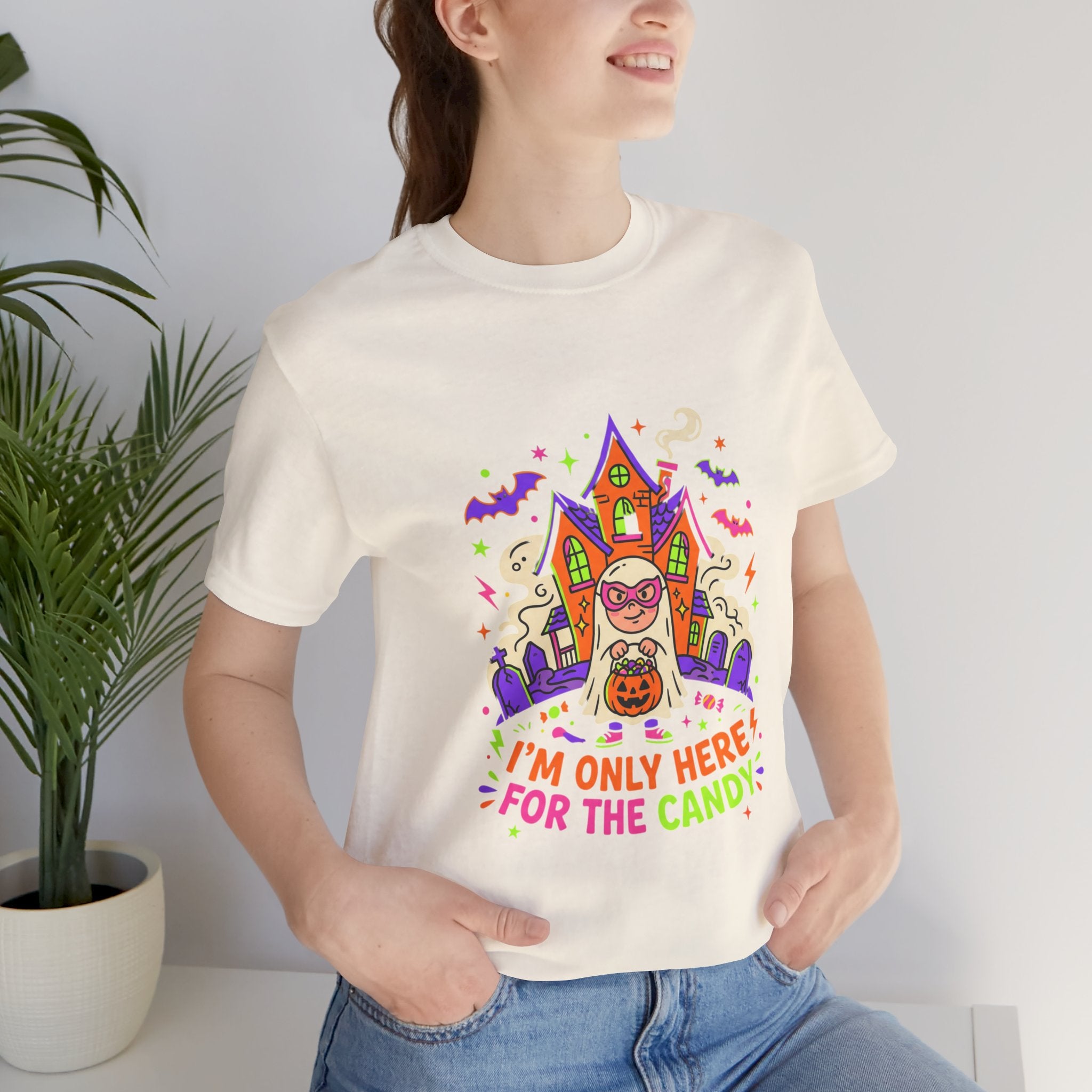 Halloween Candy Tee - "I'm Only Here for the Candy" Graphic T-Shirt