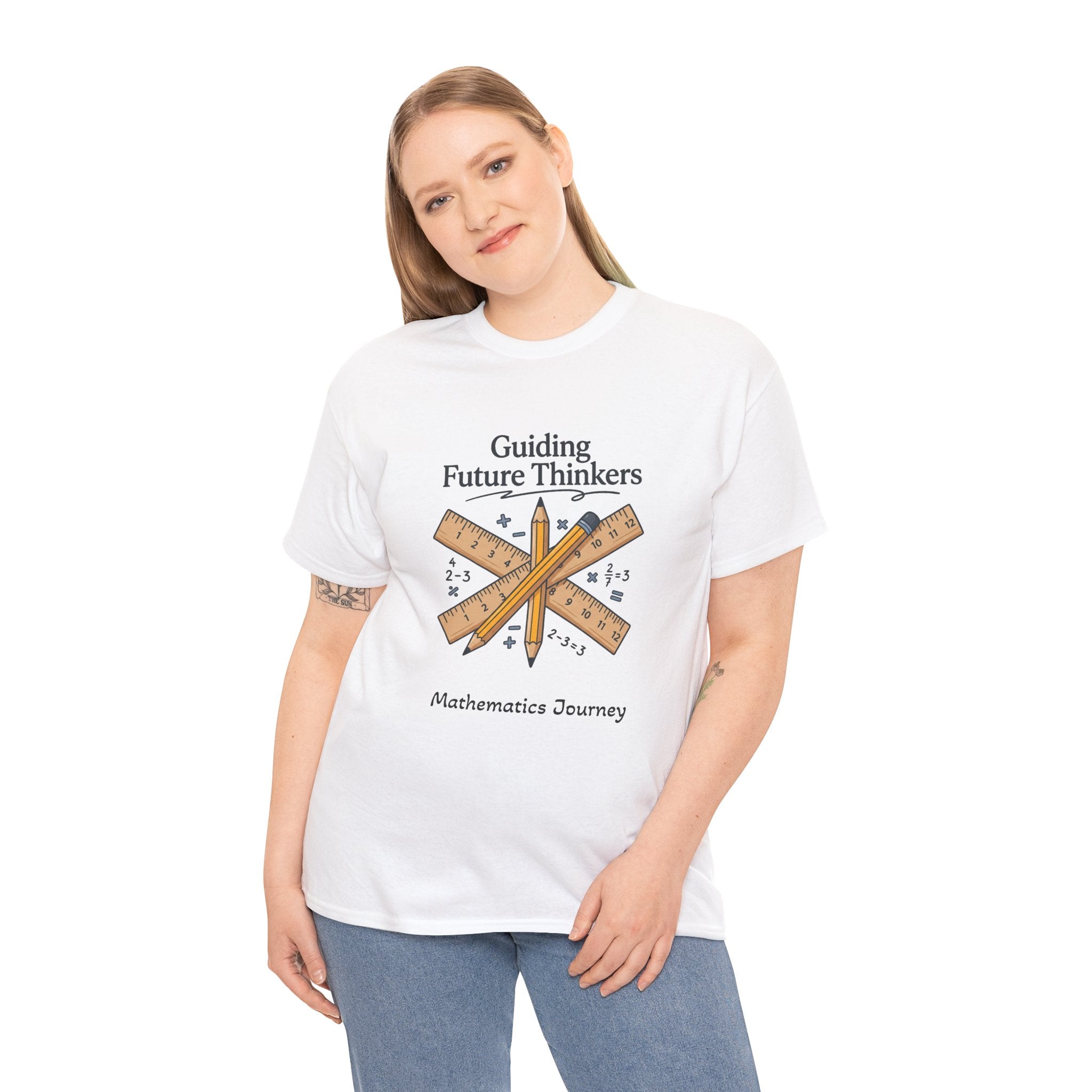 Math Teacher T-Shirt — "Guiding Future Thinkers" Ruler Design