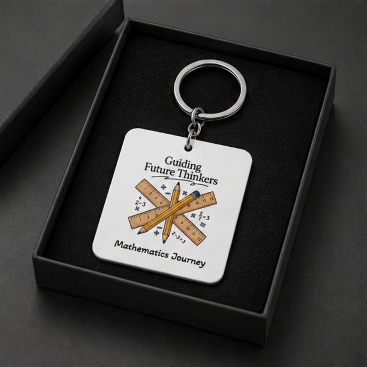 Mathematics Journey Square Keychain — "Guiding Future Thinkers" Teacher Gift