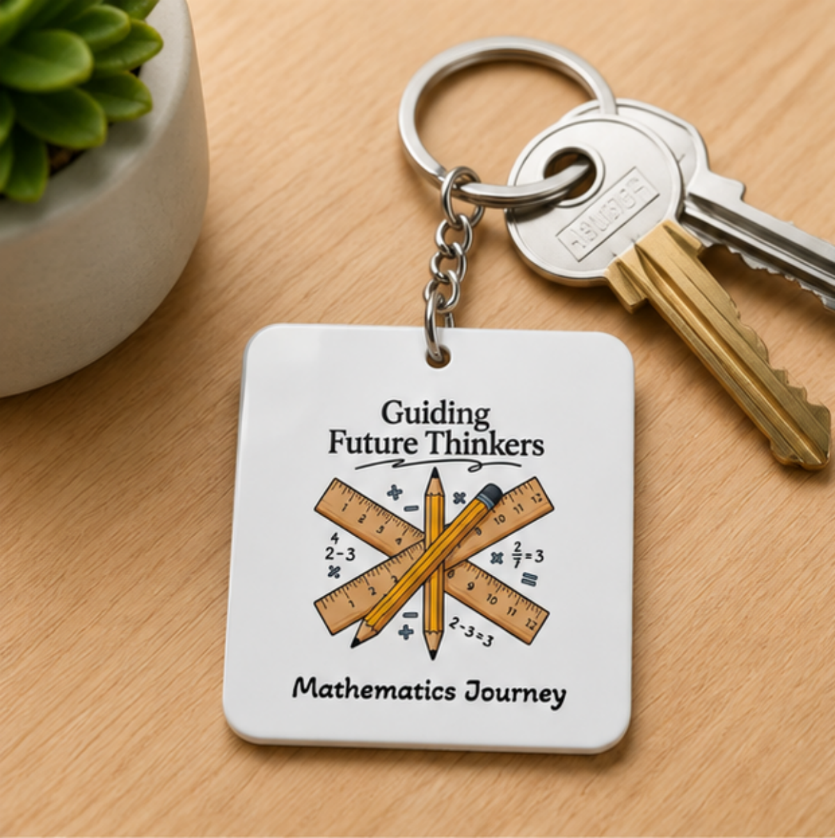 Mathematics Journey Square Keychain — "Guiding Future Thinkers" Teacher Gift