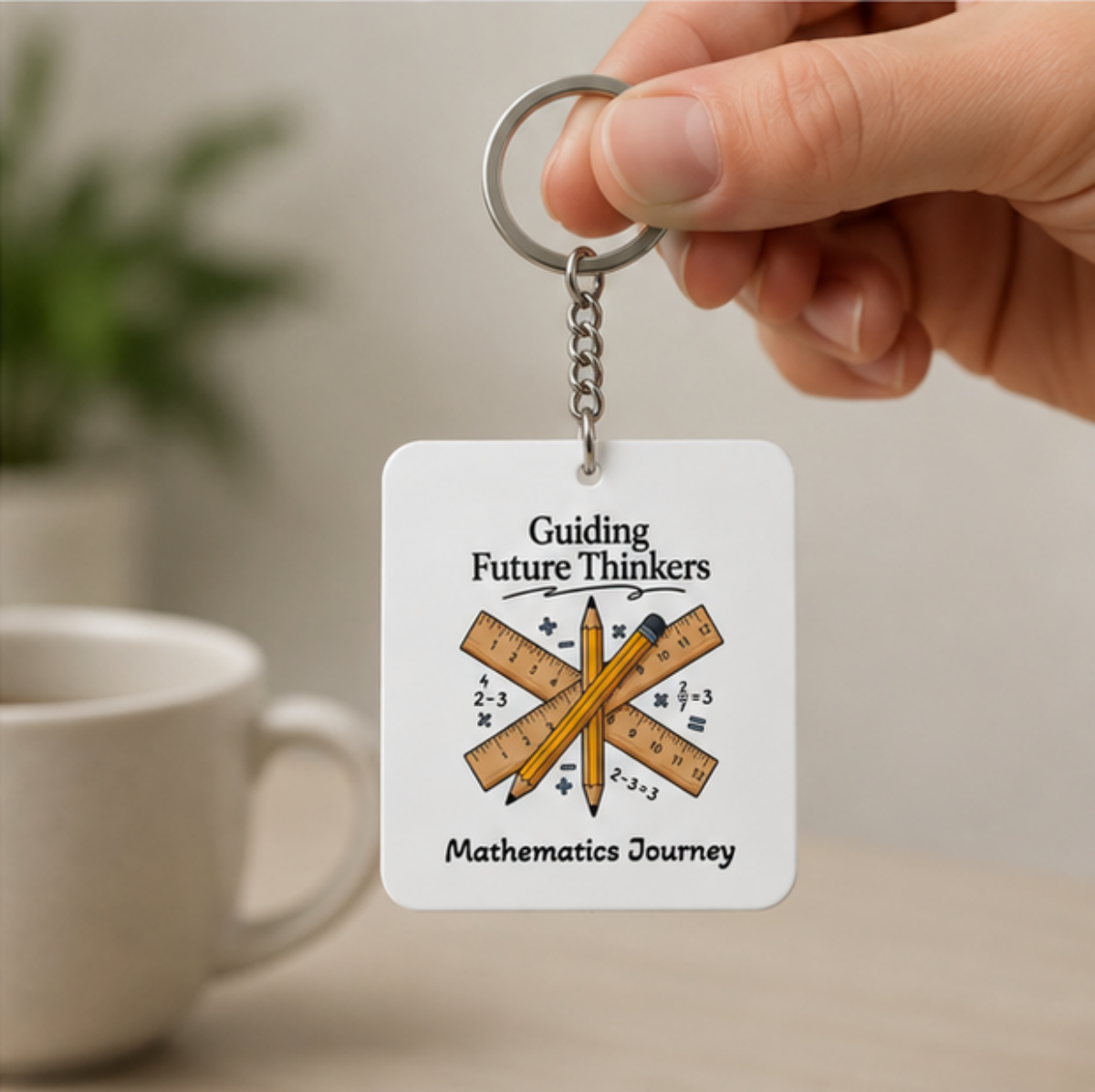 Mathematics Journey Square Keychain — "Guiding Future Thinkers" Teacher Gift