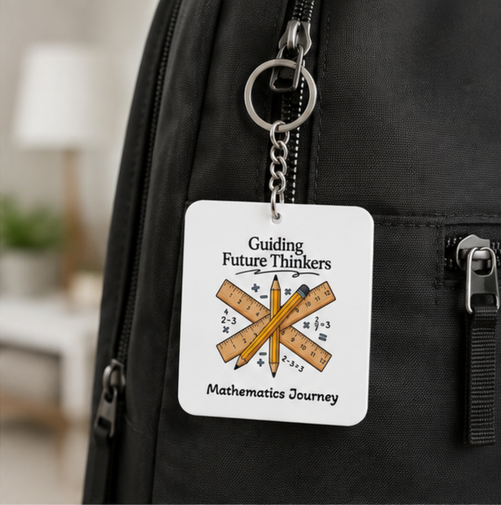 Mathematics Journey Square Keychain — "Guiding Future Thinkers" Teacher Gift