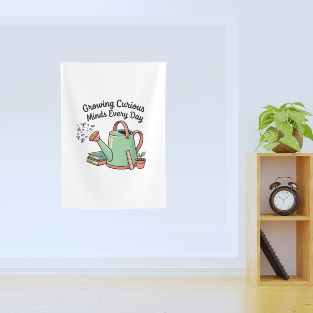 Teacher Wall Tapestry - "Growing Curious Minds Every Day" Classroom Decor
