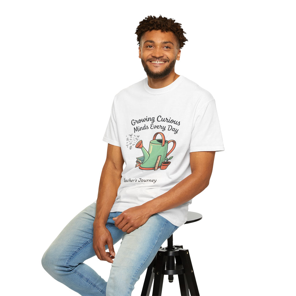 Teacher T-Shirt — "Growing Curious Minds Every Day" Watering Can Design