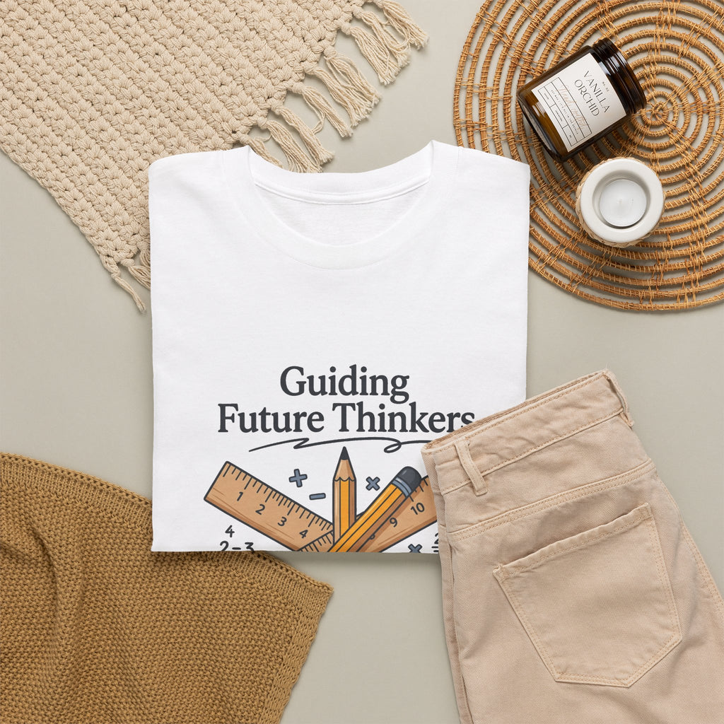 Math Teacher T-Shirt — "Guiding Future Thinkers" Ruler Design