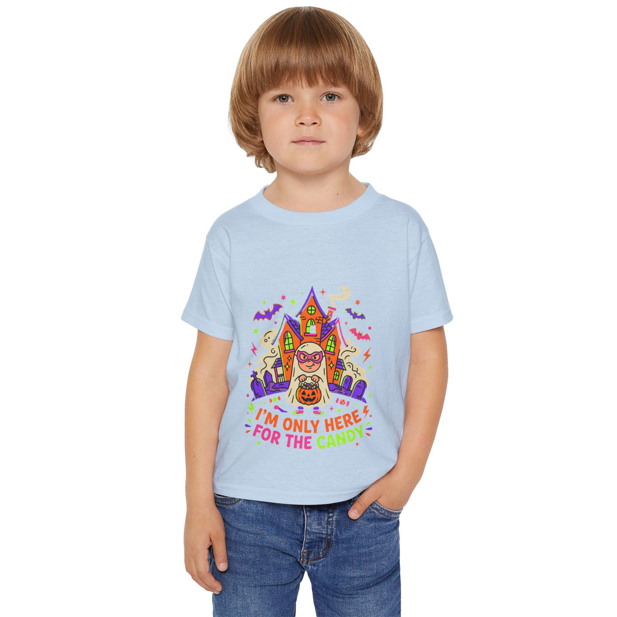 Toddler T-Shirt — "I'm Only Here For The Candy" Halloween Costume Tee