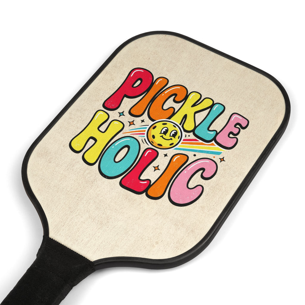 Pickleball Paddle Set – "Pickle Holic" Retro Colorful Design (2 Paddles + Balls)