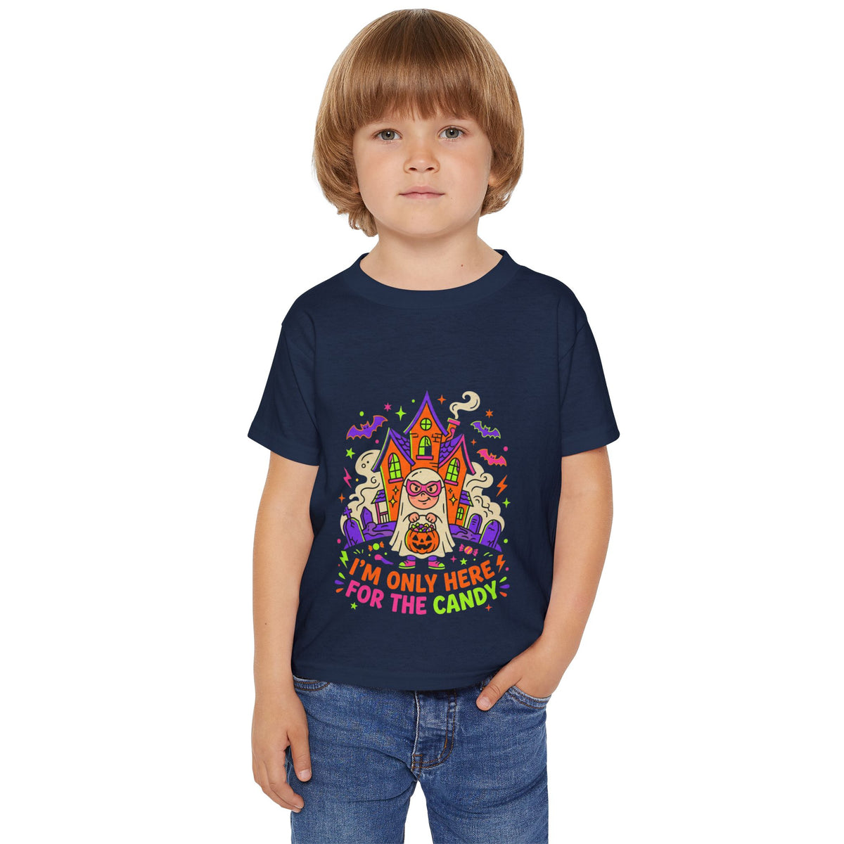 Toddler T-Shirt — "I'm Only Here For The Candy" Halloween Costume Tee