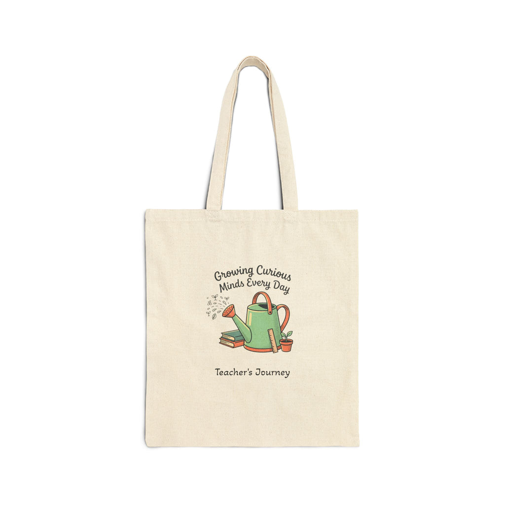 Teacher Tote Bag – "Growing Curious Minds Every Day" Canvas Bookbag
