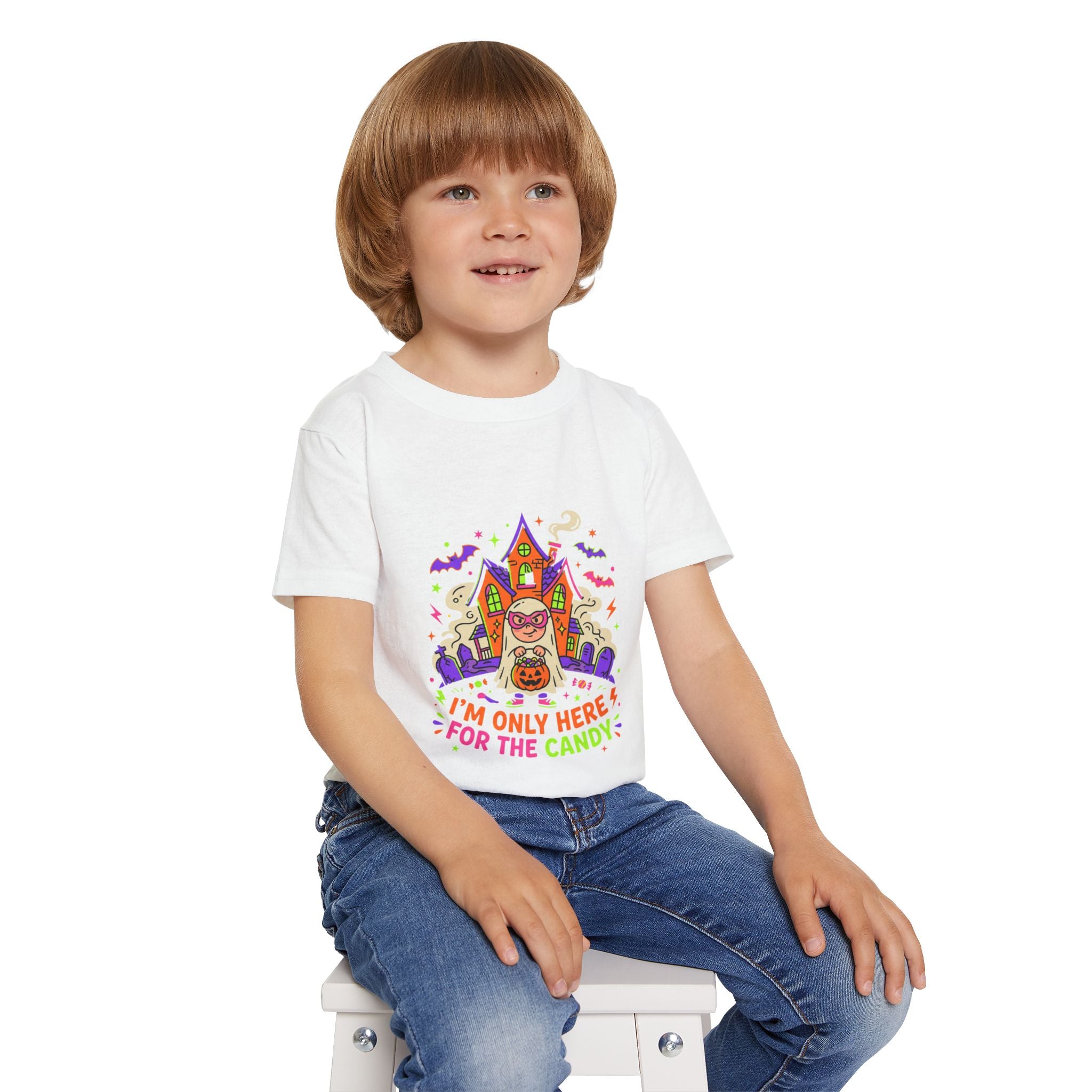 Toddler T-Shirt — "I'm Only Here For The Candy" Halloween Costume Tee