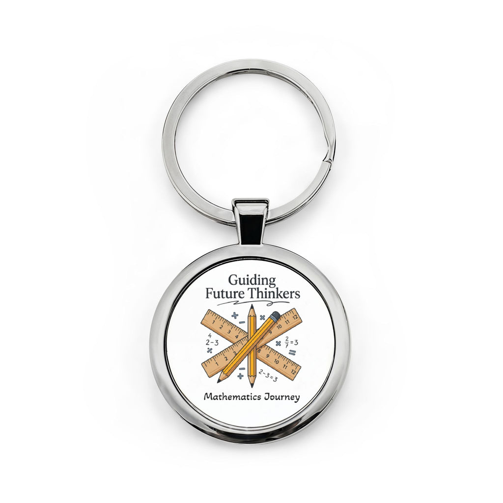 Teacher Keychain – "Guiding Future Thinkers" Math Teacher Stainless Steel Keyring