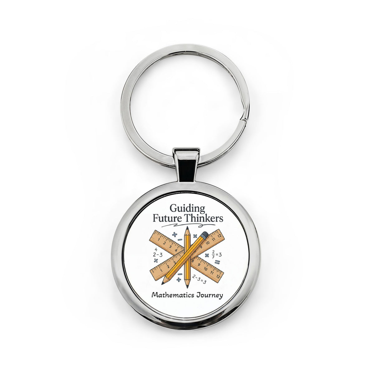Teacher Keychain – "Guiding Future Thinkers" Math Teacher Stainless Steel Keyring
