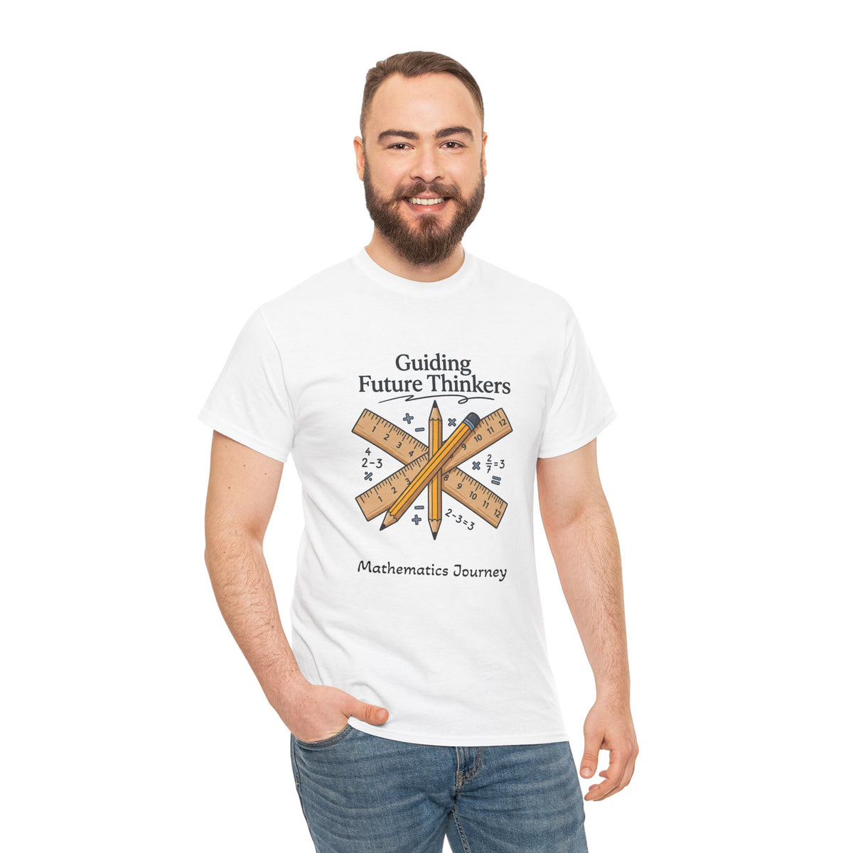Math Teacher T-Shirt — "Guiding Future Thinkers" Ruler Design