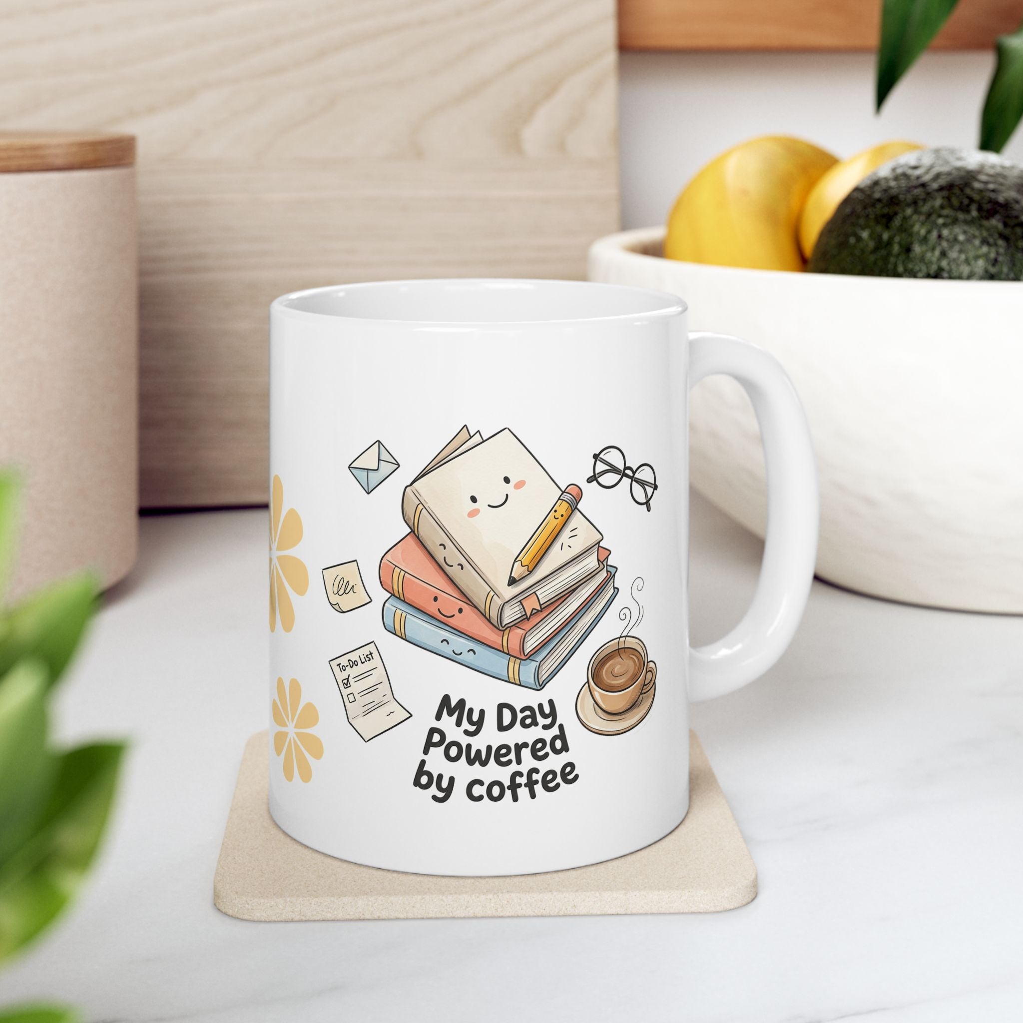Good Day Rainbow Coffee Mug — Cute Floral Positivity Ceramic Mug (11oz, 15oz)