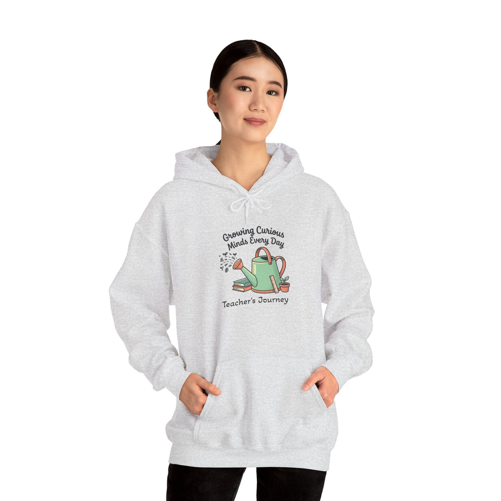 Teacher’s Journey Hoodie – Cultivating Curious Minds Every Day' Watering Can Design
